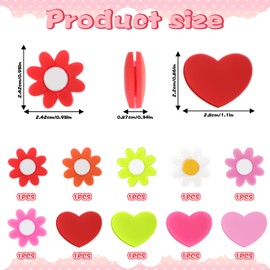 10PCS Tennis Racket Dampener Cute Heart Flower Pattern Designs Tennis Racquet Dampeners, Vibration & Noise-Reducing Tenis Shock Absorber, Secure Easy-Install Accessories for Players of All Levels