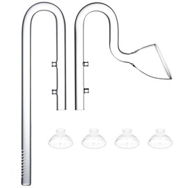 LINLAN 17mm Glass Lily Pipe, Inflow and Outflow, Fits 16/22mm (5/8" i.d.) Filter Hose for Aquarium Planted Tank