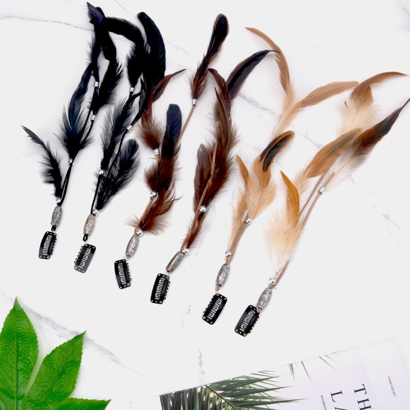 KQDRAVINE Pack of 6 Feather Hair Accessories Clip, Women's Feather