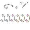18G Titanium Horseshoe Nose Hoop Internally Threaded Gems Nose Ring:_Pink_18G