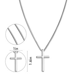 Ikacvb Cross Necklace For Men Women Christian Gifts Jewelry Silver Cross Chain Adult Women Mens Cross Necklaces Stainless Steel Cross Pendant Christmas