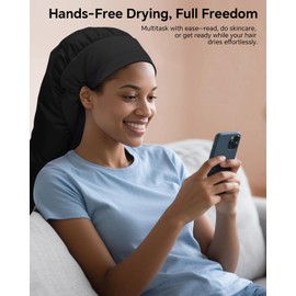 Boloye Hair Dryer Bonnet Attachment – 28.5" XL Hooded Dryer Cap for Faster Drying & Deep Conditioning, Extra-Large Space Fits Thick, Curly Hair & Styling Tools (Black, Extra Large)