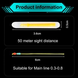 50PCS Fishing Glow Sticks – Night Fishing Glow Sticks for Fishing Pole, High Visibility Float Sticks & Rod Tip Lights, Waterproof Clip-On Glow Sticks for Pole Tips, Bite Alarms and After-Dark Angling