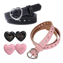 2 Pieces Of Metal Buckle Belt, 2 Pieces Of Heart-Shaped Waist Buckle, Simple And Versatile, Unique And Fashionable, Universal For Men And Women, Adjustable Clothing Belt.