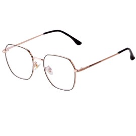 Laurinny Blue Light Blocking Glasses Retro Hexagonal Metal Frame Gaming Glasses Anti Glare Glasses(Gold Black)