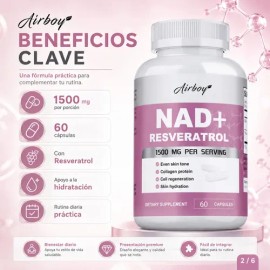 Cápsulas Nad+ Resveratrol 1500mg Frasco 60 Piezas Adulto