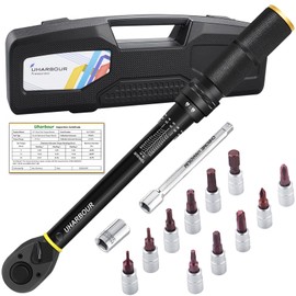 Uharbour Torque Wrench Bicycle 1-25 Nm, 1/4 Inch, 14-Piece Set