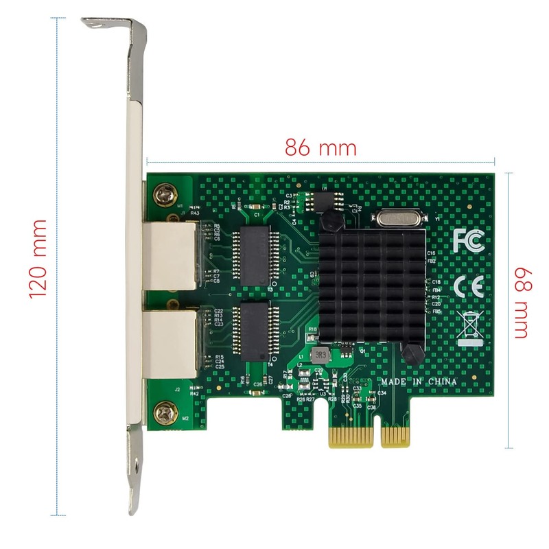Dual-Port PCIe Gigabit Ethernet Server Adapter with NetXtreme BCM5720-2P Chipset