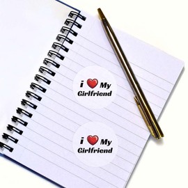 24 x 40mm Round 'I Love My Girlfriend' Stickers (SK00070610)