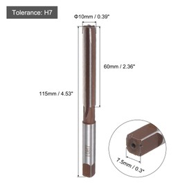 sourcing map Hand Reamer 10mm H7 Metric Reamer Drill Bit for Metal Wood Hole Reaming, Straight Flutes 9SiCr Alloy Steel Cutting Tool