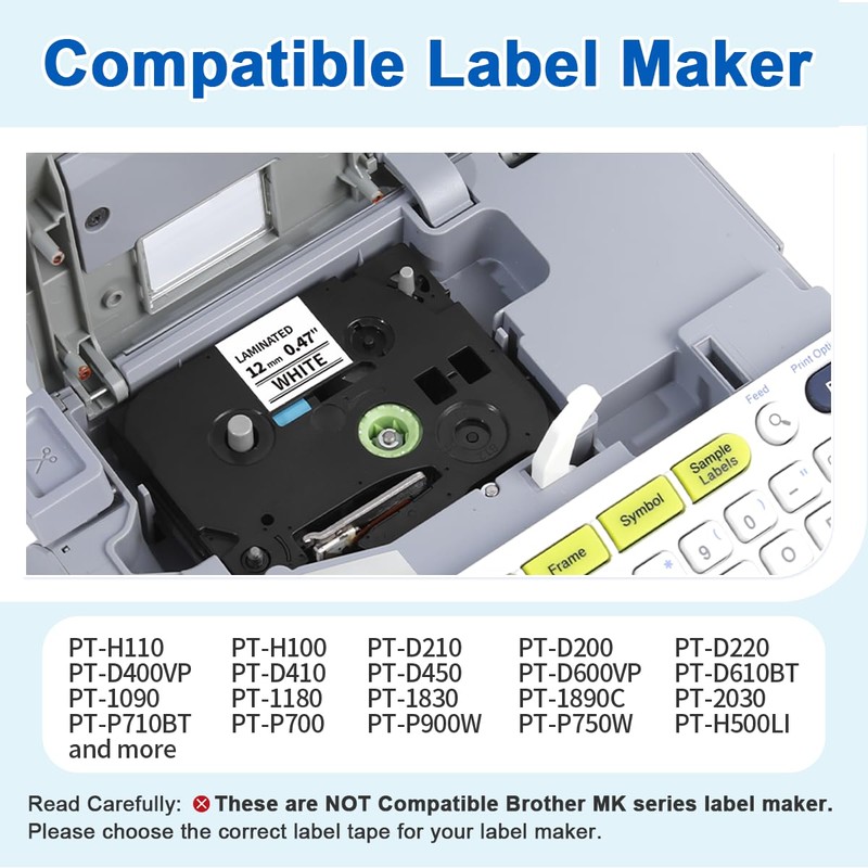 5 Pack Compatible with Brother Label Maker Tape P Touch