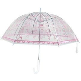 Unique Art 29.5 Inches Diameter Cute Pink Dome Bubble Clear Rain Umbrella