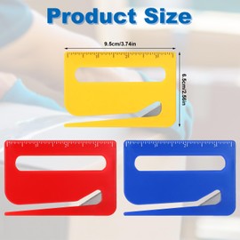 Pack of 3 Envelope Opener, 3 Colours Improved Envelope Cutter with Sharp Blade & Scale & Magnifying Glass & Sharpener Tip Letter Opener Tool Parcel Opener Cutter Office Supplies for Home