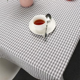 Tablecloths, Vintage Rectangle Table Covers Pure Cotton Gingham Table cloths Oversized Christmas Holiday Home Decorative Checkered Plaid Tablecloths for Everyday Dinner (Gray, 55 X 55 inch)
