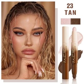 Barra de Contorno e Iluminador 2 en 1, Contouring Facial y Efecto Glow | Barra de Maquillaje en Crema de Doble Punta, Efecto Natural y Resistente al A