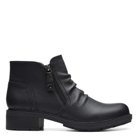 Clarks Women's Hearth Dove Ankle Boot, Black Leather, 8