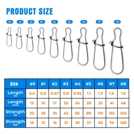 DunkTeam 100PCS Stainless Steel Duo Lock Snap Clip Swivel Lure Snaps Fishing Clips Swivels Fishing Tackle Kit Fishing Snaps Clip High Strength Fishing Gear Hooked Snap #0-22lb