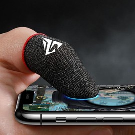 Wentoenapp 1Pair Gaming Finger Gloves Gaming Finger Sleeves Anti-Slip Sweatproof Ultra-Thin Touch Screen Gloves Fingertip Cover for Mobile Game Gaming Thumb Gloves Gaming Thumb Sleeves, Black, One