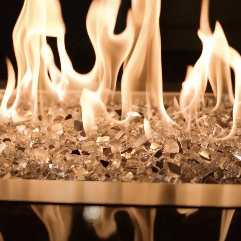 High Luster, 1/4" Reflective Tempered Fire Glass in Diamond Starlight,