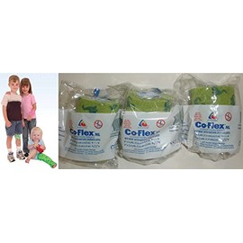 Andover CO-Flex NL 3"x5Yds Blue Dinosaurs On Neon Green 3-Pack Cohesive Flexible Elastic Latex Free Bandage Compression Self Adherent Wrap for Kids Children Animals Pets Cats Dogs Horses 5300DN