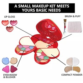 Ghelonadi Women and Girls Cosmetic Professional Makeup Palette Kit Eyeshadow Face Powder Lip Gloss Makeup Brushes Set Multicolor