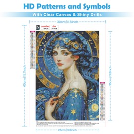 QENSPE 5D Diamond Painting Greek Goddess Diamond Art Kits for Adults, Round Full Drill Vintage Diamond Painting Kit with Tools for Beginner, DIY Gems Art Craft for Home Wall Decor 12x16 inch