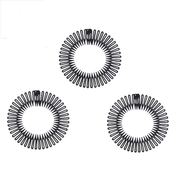 comb Headband full circle stretch comb 3pcs tooth flexible plastic