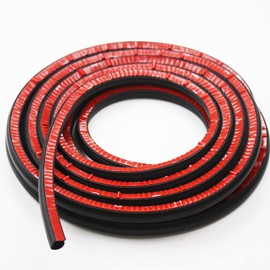 1 x 5 m Car Door Rubber Seal Rubber Profile D-shaped Door Seal Car Door Edge Protection, 10x10mm, Black