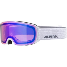 ALPINA NAKISKA Q Mirrored, Contrast Enhancing & Polarised Ski Goggles with 100% UV Protection for Adults, White, One Size