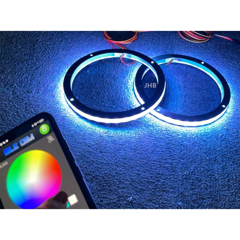 JHB Pair 8" Bluetooth Remote RGB LED Rings Lights for