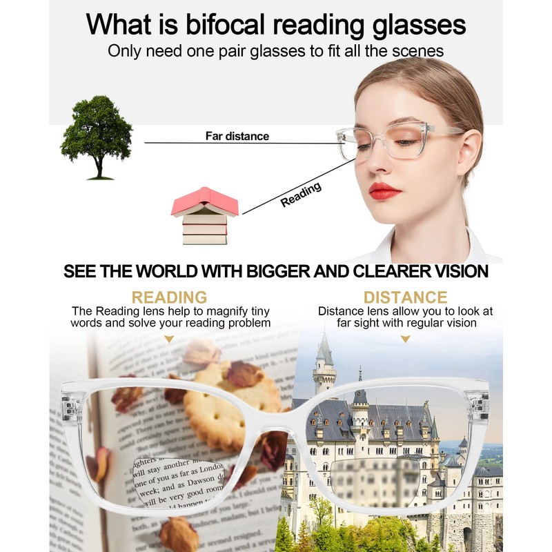OCCI CHIARI Bifocal Reading Glasses Womens Blue light Blocking Readers
