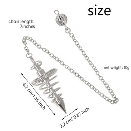 WADY Péndulo de Metal de Cobre para La Adivinación, 1 Piezas de Colgante de Equilibrio de Yoga con Cadena para Meditación, Reiki Y Wicca – Cadena de Péndulo Lncluida péndulo En Espiral (plata)