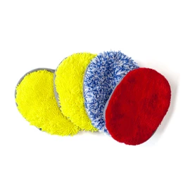 AVA Mixed Microfibre Pads, 4 pcs, Assorted Colours, Interchangeable for the AVA Mop w/Waterflow, For Car Wash, Windows & Glossy Surfaces, Dual Action