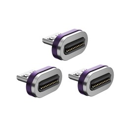 EndlesShine Magnetic 24-Pin Micro USB Connector Tip, 240W PD Fast Charging 40Gbps Data 4K60Hz Video, Anti-Arc Design, 3rd Gen Neodymium Magnet, Compatible with 24PIN Magnetic Adapter, 3Pack