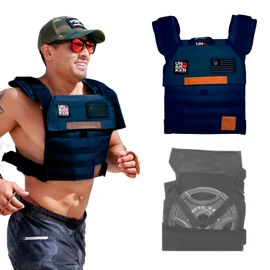 UNBROKENSHOP Chaleco con peso ajustable, WOD CrossFit, soporte de placas de peso para entrenamiento y carrera de fuerza y resistencia. Para hombres o mujeres, 2 parches incluidos, azul marino