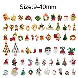 JJGrace 60pcs Assorted Christmas Pendant Charm for Necklace Bracelet Jewelry Making Clothes Sewing Bags Decoration Charm DIY Scrapbooking Supply