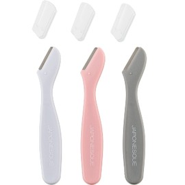 JAPONESQUE Mini Touch Up Razors - Travel Size Dermaplaning Tool Set - 3 Piece Mini Travel Razor Kit, One Blade Fixed Dermaplane Razor For Women