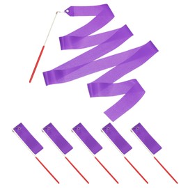 PATIKIL Dance Ribbons, 6 Pack 78.7 Inch Gymnastics Dance Streamers with Non-Slip Wand Dance Flags for Gifts, Dancing, Talent Shows, Baton Twirling, Purple