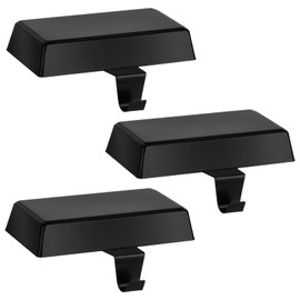 Hooqict 3 Pieces Christmas Stocking Holders for Mantel Black Stocking Holder Bases for Fireplace Metal Mantel Stocking Hangers Weighted Stocking Hooks with Protective Pad for Christmas Decorations