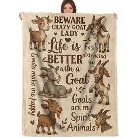 RQTWC Goat Lover Throw Blanket Gifts for Boys Girls Kids Adults, Cute Cartoon Goat Flannel Blankets for Travel Sofa Living Room Decor 50"X60"