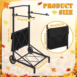 GJQ Leaf Bag Holder, Trash Bag Holder Stand, Lawn Bag Holder, Adjustable Outdoor Metal Portable Trash Bag Holder Stand Cart for 30-45 Gallon Garbage Bags for Leaves, Camping, Yard Weeding, Lawn Party