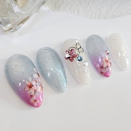 Blooming Handmade Nail Tips - Ballerina L / 블루밍 수제 네일팁 - 발레리나L
