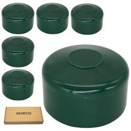 SKIR'CO Pack of 6 fence post caps, round, 48.3 mm, green, plastic caps for round, thick-walled fence posts, fence post covers, moss green, RAL 6005