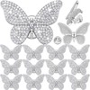 XunYee Butterfly Rhinestone Pins Bulk Woman Crystal Brooch,Silver,25 Pcs
