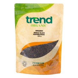 Trend Organic Whole Black Peppercorns: A Pure Spicy Bliss for Culinary Excellence - Certified Organic, Vegan, GMO-Free, Eco-Friendly Packaging, 250g…