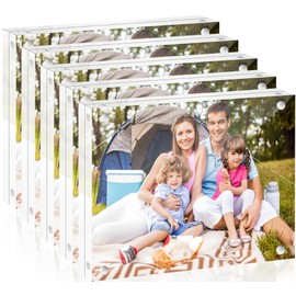 Cabaubl 5x7 Acrylic Picture Frames, 6 Pack Clear Acrylic Photo Frame, 20mm Thicker Frameless Picture Frame,Freestanding Double Sided Magnetic Photo Frames for Family, Wedding, Office, Desktop Display
