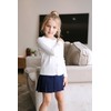 SMILING PINKER Little Girls Crewneck Cardigan Button Solid Uniform Sweaters(White,12-13