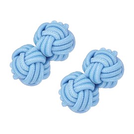 PATIKIL Silk Knot Cufflinks, Elastic Fabric Shirt Cufflinks, Twist Knot Dress Accessories Cuff Link for Men, Women, Business, Gift, Wedding, Lake Blue