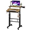 Klvied Rolling Mobile Desk with Cup Holder, Portable, Adjustable Height