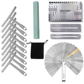 Activists 15 Pieces Guitar Luthier Tools Including Guitar Radius Gauge, String Action Ruler, 32 Blades Feeler Gauge, Fingerboard Fret Protector Guards and Grinding Stone for Guitar and Bass Setup